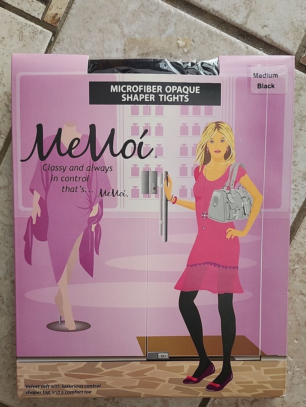MeMoi Microfiber Opaque Shaper Tights - Black Medium NWT